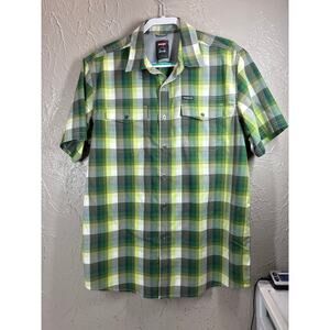 Wrangler Green Plaid Checker Western Shirt Top Regular Fit Size Large